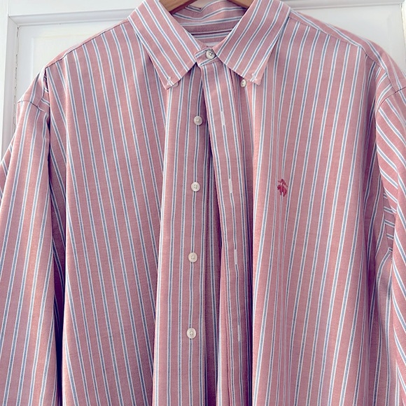 Brooks Brothers The Original Polo Shirt Non Iron Size XL - Maroon w Blue Stripe - Picture 2 of 3